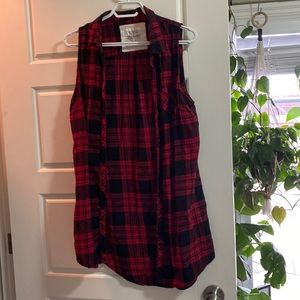 Plaid flannel vest